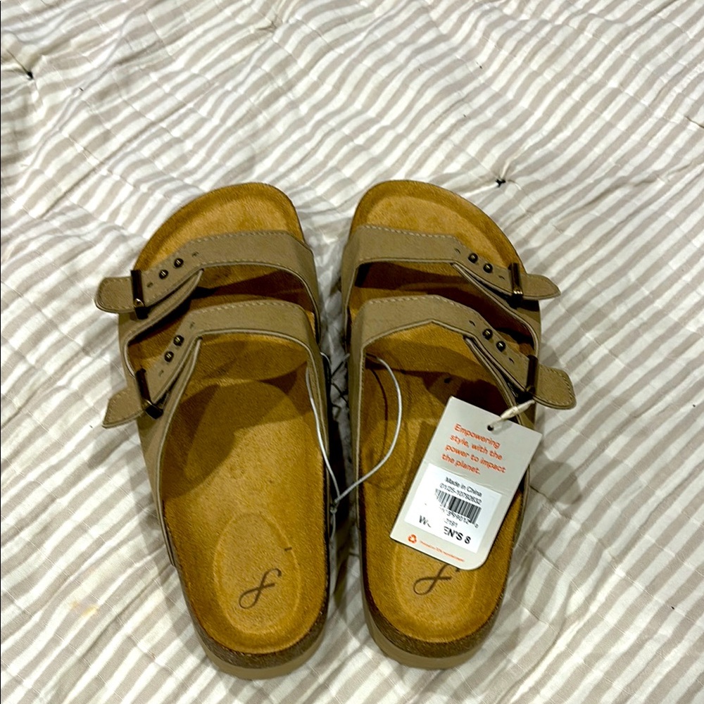 Brown Double Strap Sandals